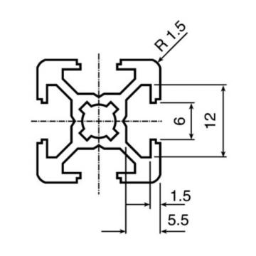 Bosch Rexroth Extrusion Aluminium (Cut To Length),6mm Groove,3000mm L, 20x20mm