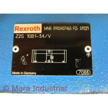 Rexroth Bosch R900407465 Valve Z2S 10B1-34/V - New No Box