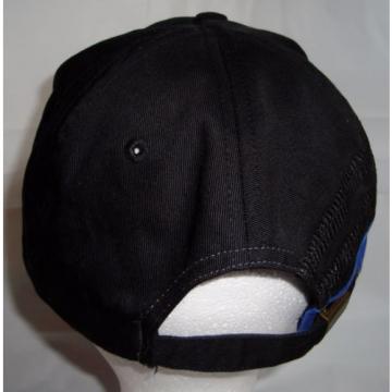 Komatsu NEEDLE ROLLER BEARING Black  Blue  Embroidered  Tracks  Rubber Logo Strapback Baseball Cap Hat