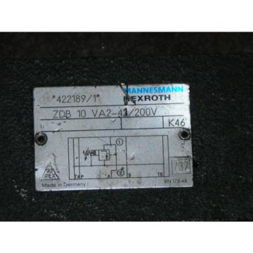 REXROTH HYDRAULIC VALVE MODEL # ZDB-10-VA2-41/200V INDUSTRIAL