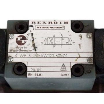 REXROTH 4-WE-6-J51/AW120-60NZ4 HYDRAULIC VALVE W/ WU35-4-S420 COILS