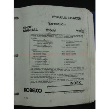 Kobelco SK150LC Mark IV Excavator Service Shop Repair Manual