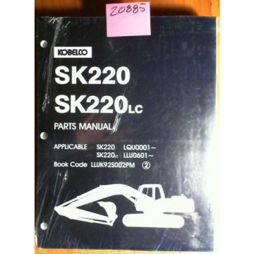 Kobelco SK220 S/N LQU0001- SK220LC S/N LLU0601- Mark IV 4 Excavator Parts Manual