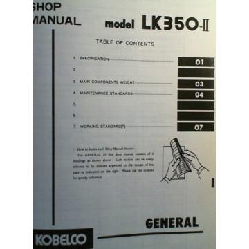 Kobelco LK350-II LK350 II 2 Wheel Loader Shop Service Manual S5RL0004E 6/88