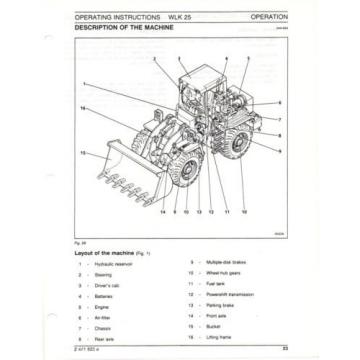 KOBELCO WLK25 Wheel Loader Shop Manual and Operating Instructions repair service