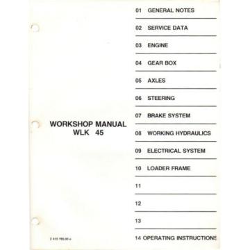 KOBELCO WLK45 Wheel Loader Shop Manual and Operating Instructions repair service