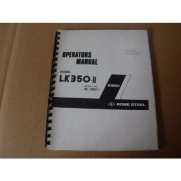 Kobelco LK350-ll Wheel Loader Operator&#039;s Manual , s/n RL-3801-up