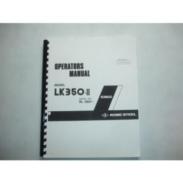 Kobelco Wheel Loader OPERATORS MANUAL KK350-II Shop Service OEM Factory RL-3801-