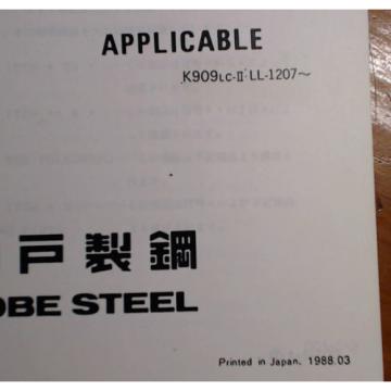 Kobelco K909LC-II S/N LL-1207- Excavator Parts Manual S4LL15015 3/88