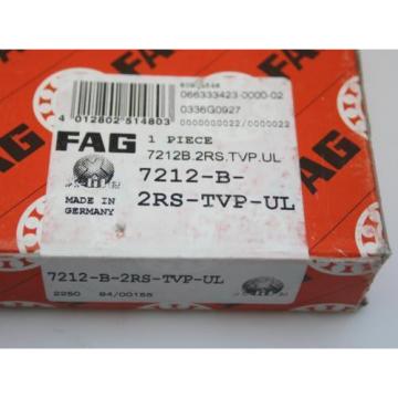 FAG 7212-B-2RS-TVP-UL SINGLE ROW ANGULAR CONTACT BEARING 60 MM X ID X 110 MM OD