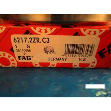 Fag 6217-2ZR C3, Single Row Ball Bearing(=2 SKF,NSK ZZ,NTN,Timken/Fafnir 217KDD)